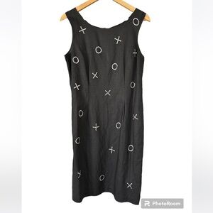 Et Al women’s sleeveless vintage XO rhinestone black linen Y2K dress Size 10
